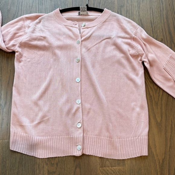 100% silk baby Pink cardigan cottagecore y2k casual career wear A32 - Picture 7 of 7